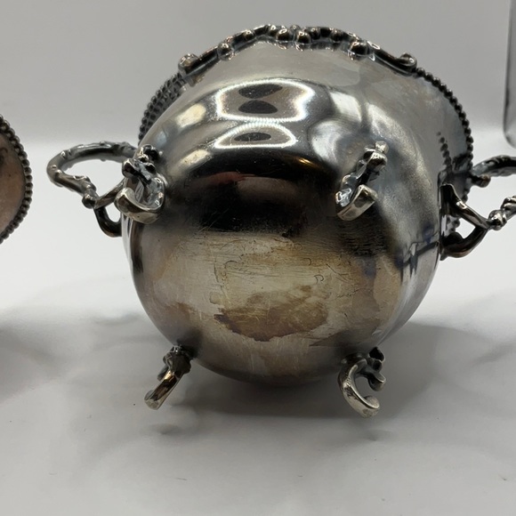 Vintage Rochester Stamping Co. Silver plated Sugar & Cream Bowl gold tone inside - Picture 5 of 7